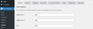 WooCommerce settings pages